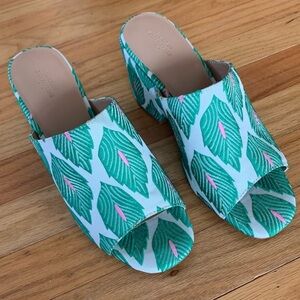 Urban Outfitters Palm Print Block Heel Mules
